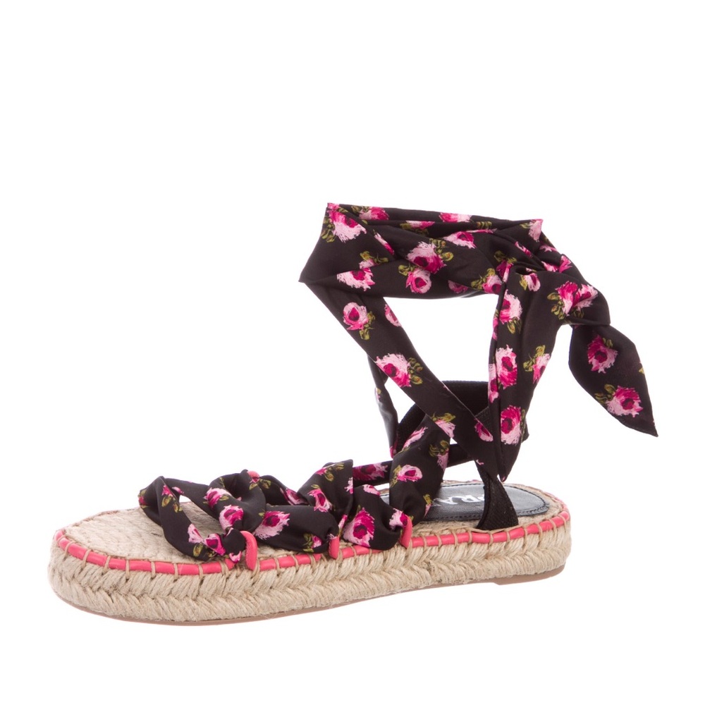 W/box Prada Floral Espadrille Sandals - Picture 2 of 5